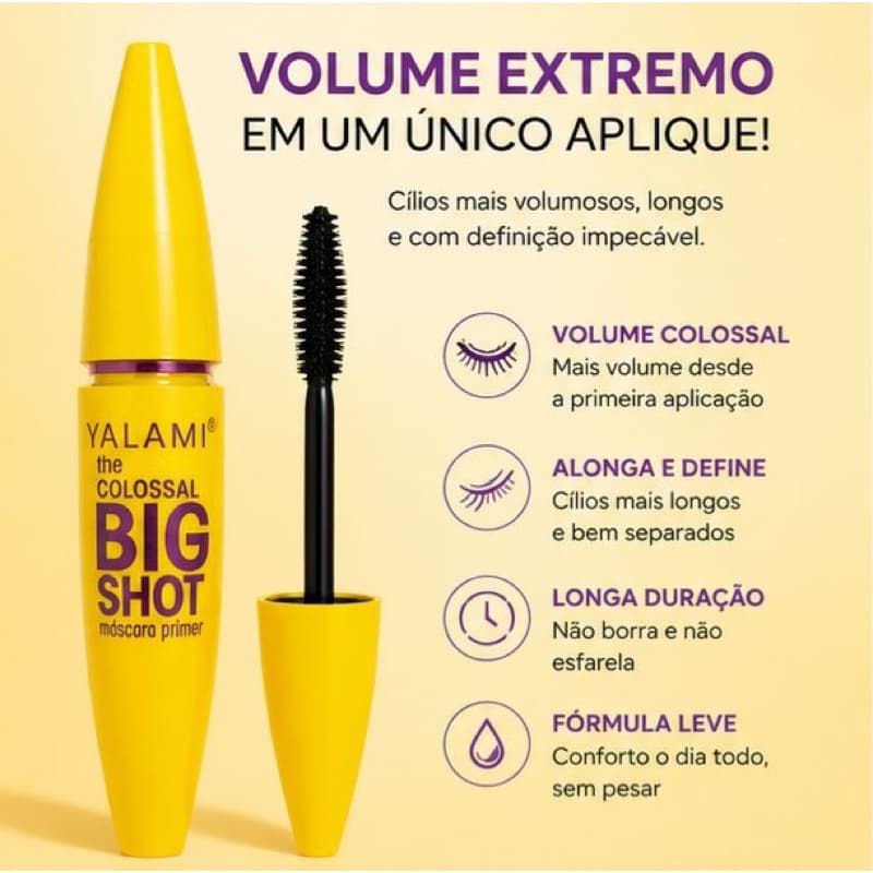 Máscara de Cílios Big Shot Volume Extremo Alonga Define Longa Duração Efeito Colossal Preto