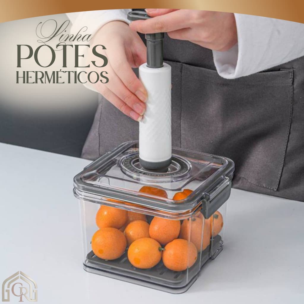Pote Hermético 1,5L Bomba Vácuo Vedação Segura Conservação Alimentos Organização Cozinha