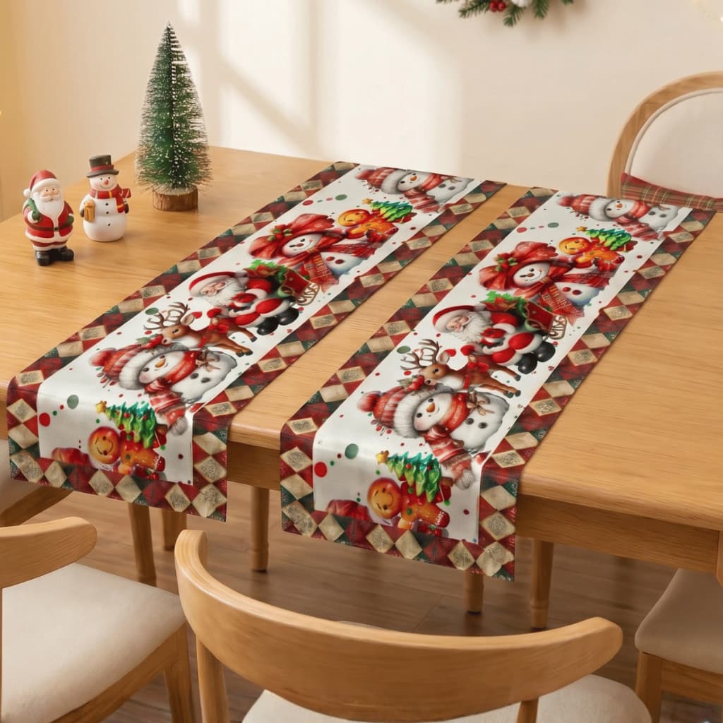 Kit 2 Caminhos de Mesa Estampa Natal 1,30x0,50 - Sala de Jantar, Decoração de Cozinha