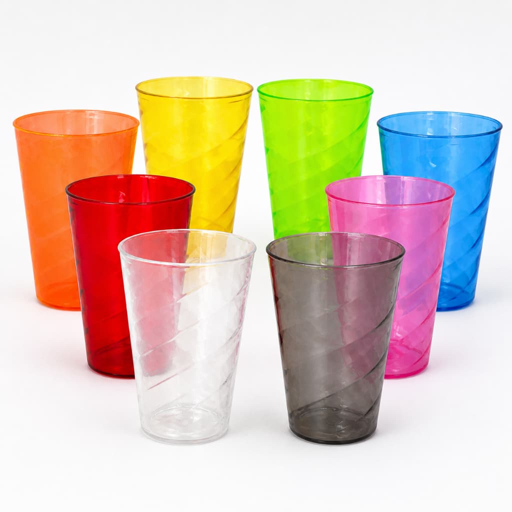 5 Copos Twister Colorido Acrílico Cristal 400ml Festa Evento Lembrancinha Brinde Resistente Aniversário Reutilizável
