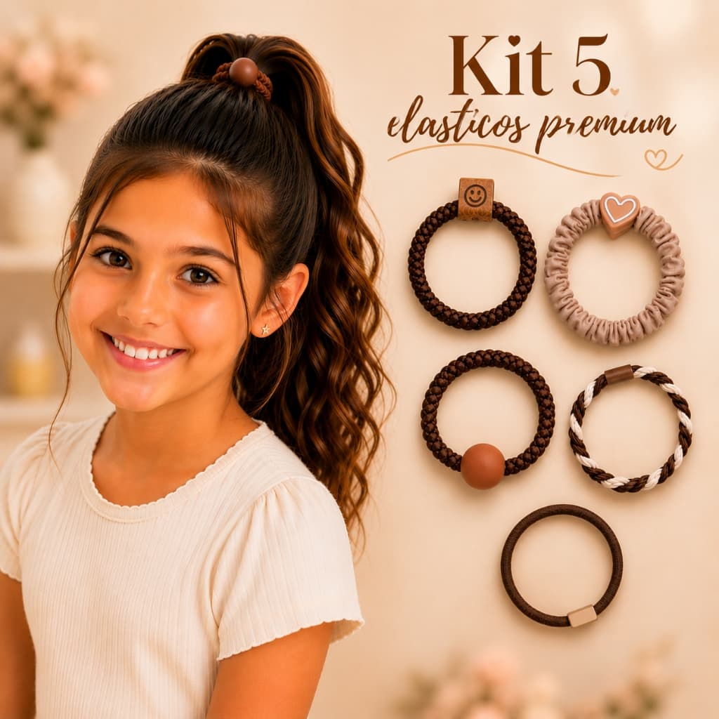 Kit 5 Elásticos De Cabelo Decorados Xuxinha Rabicó Liguinha Infantil Meninas Com Pingentes Fofos Não Machuca Atacado
