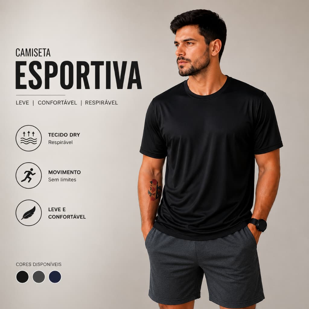 Camisa Masculina Leve e Fresca Ideal Para Treinos E Corridas