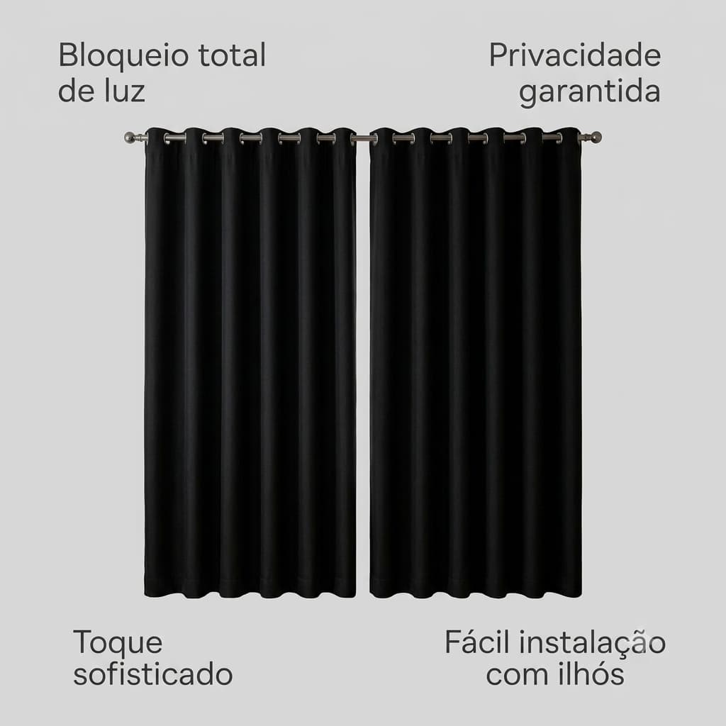 Cortina blackout 280x280cm tecido escuro proteção luminsidade