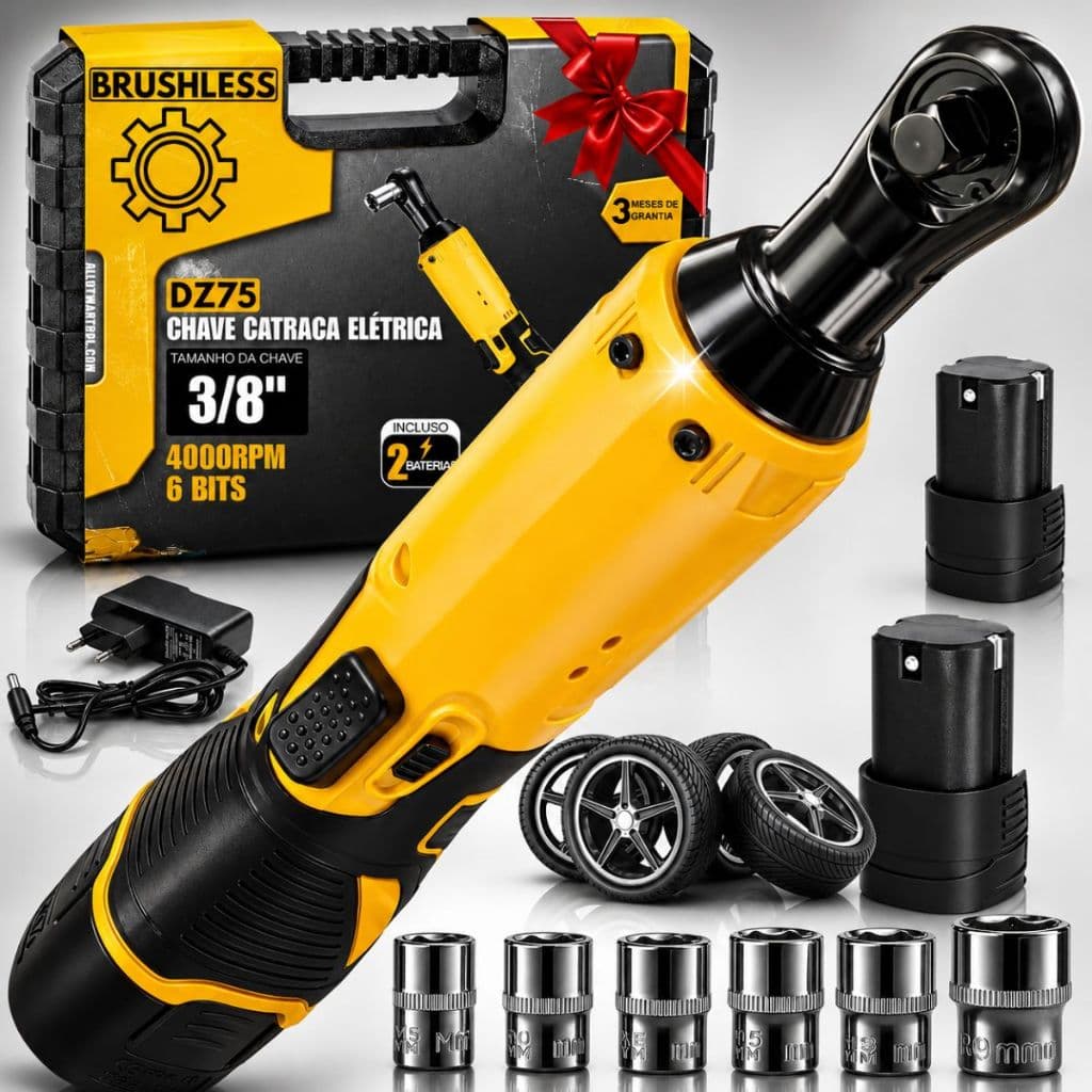 Chave Catraca Eletrica Bivolt Soquetes C/ 2 Baterias + Maleta
