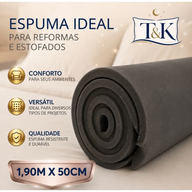 Espuma Em Metro Preta D28 1,90 mts X 50 cm Diversas Espessuras Para Tapeçaria Artesanato Assento