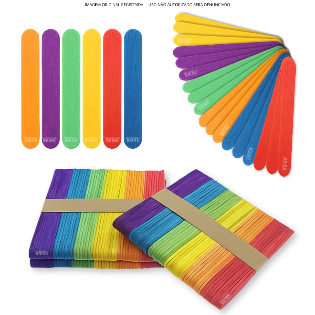 Palitos de Madeira Colorido - atividades pedagógicas - criatividade - artesanato
