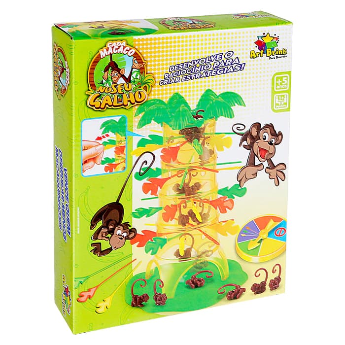 Jogo Cada Macaco no Seu Galho Educativo Infantil Torre com Varetas e Macaquinhos Diversão em Família