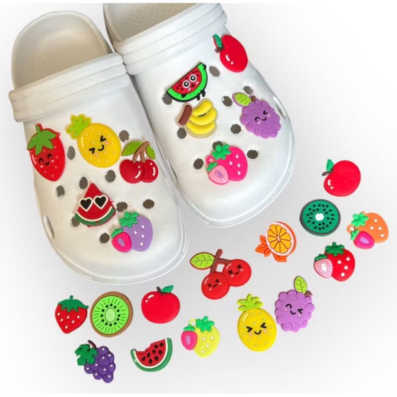Kit 4 a 10 Pins Bottons Emborrachados Para Calçado Babuche Frutas - Envio Imediato
