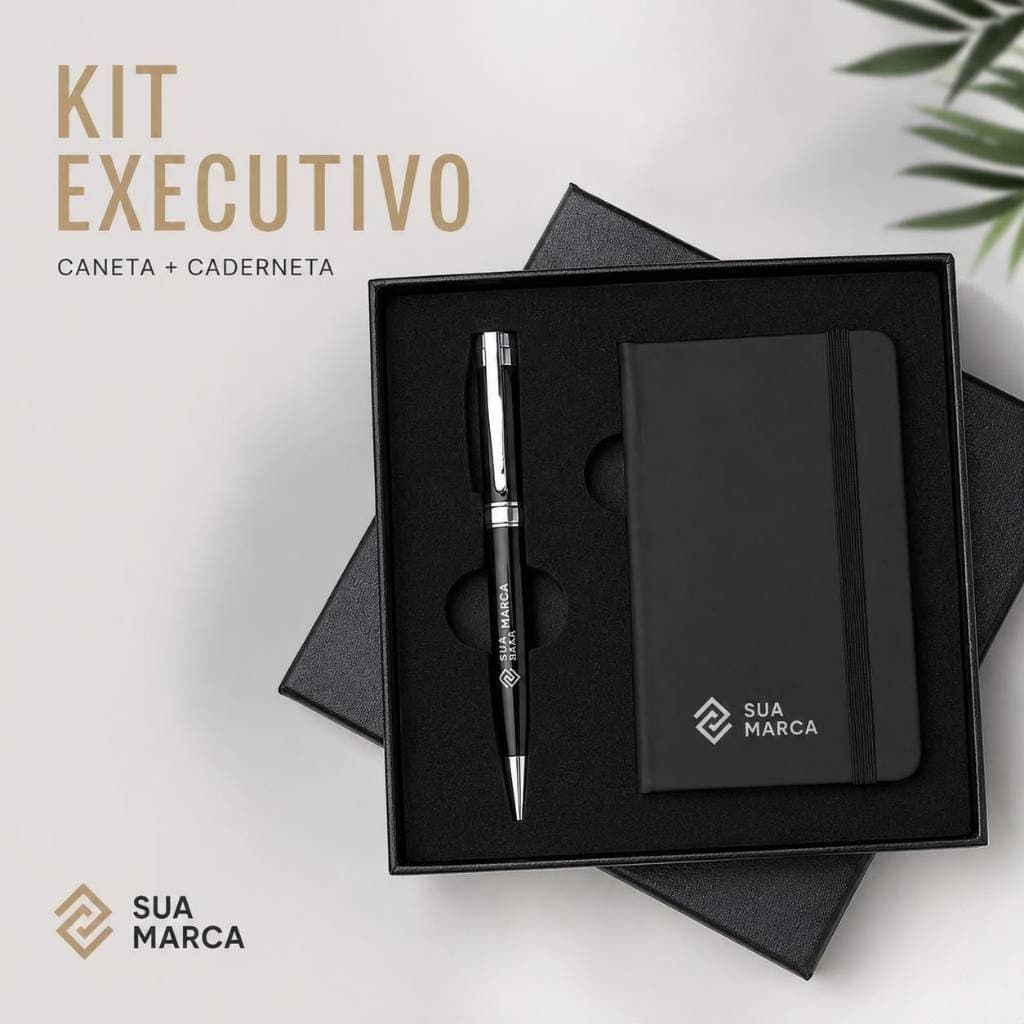 Kit Executivo com Caneta e Caderneta Personalizadas | Estojo Premium para Empresas e Presentes