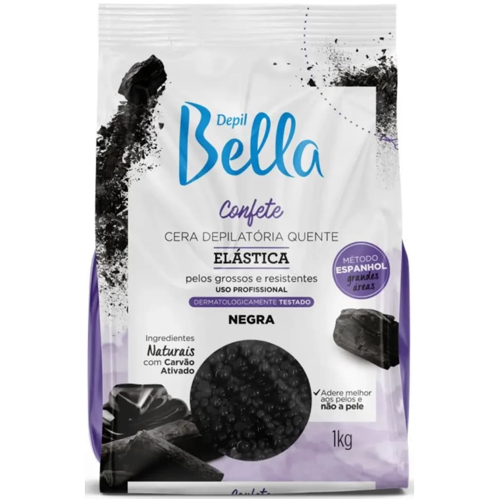 Cera Quente Depilatória Depil Bella Confete Elástica Cera Negra 1Kg