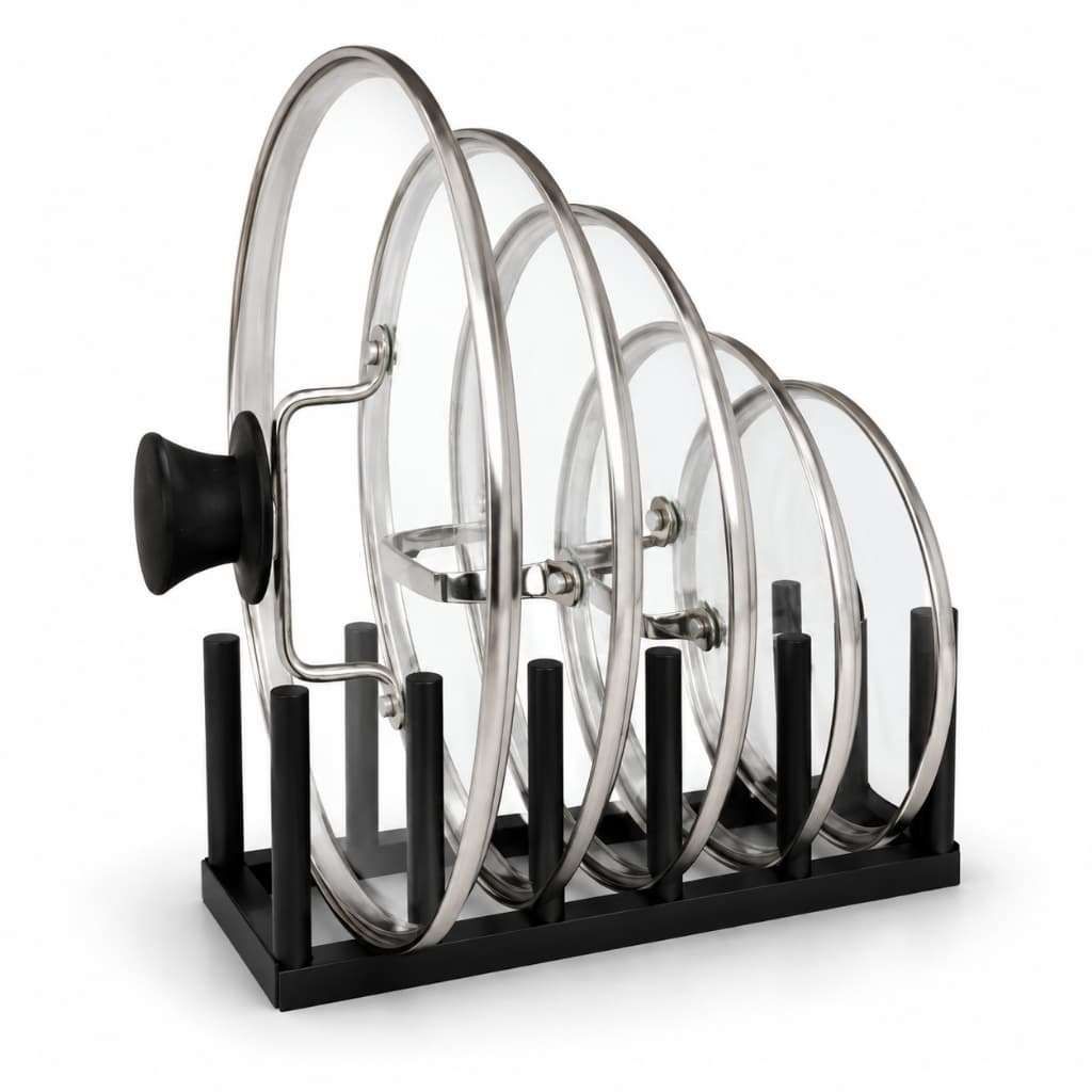 Porta 5 Tampas De Panela Organizador Para Cozinha Preto