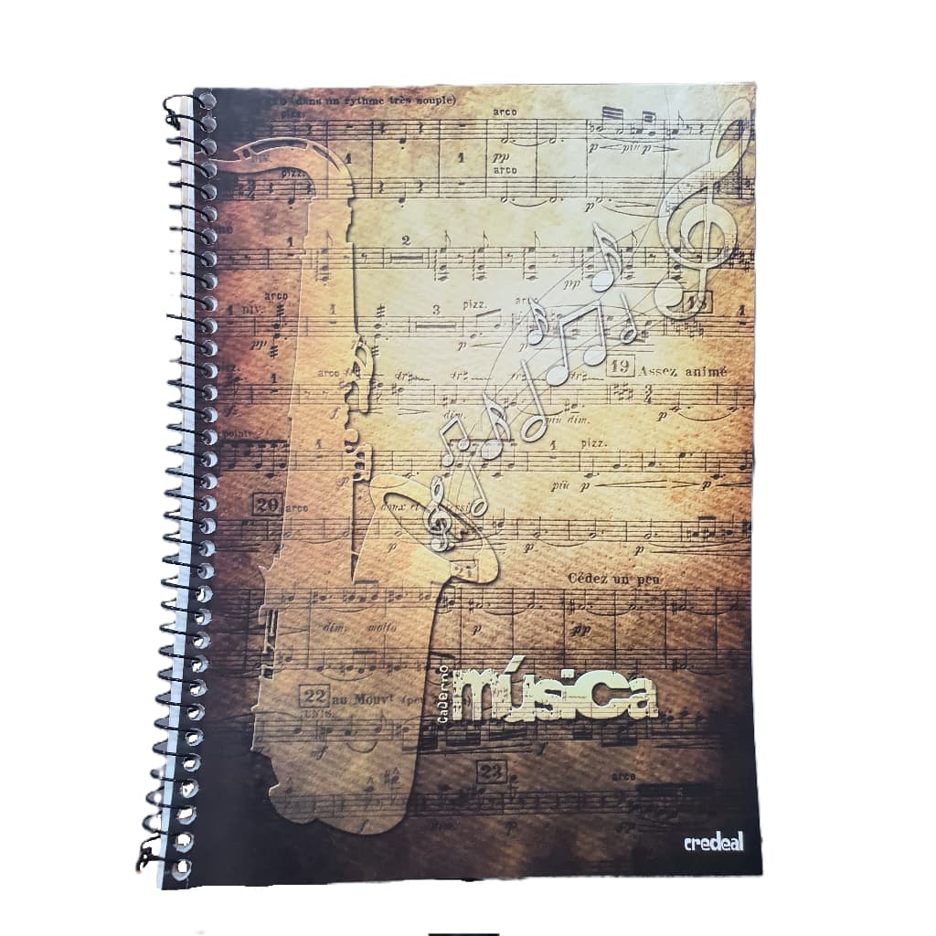 Kit 5 Caderno De Música Espiral 50 Folhas Capa Mole Pautado Credeal 200x275 Escolar