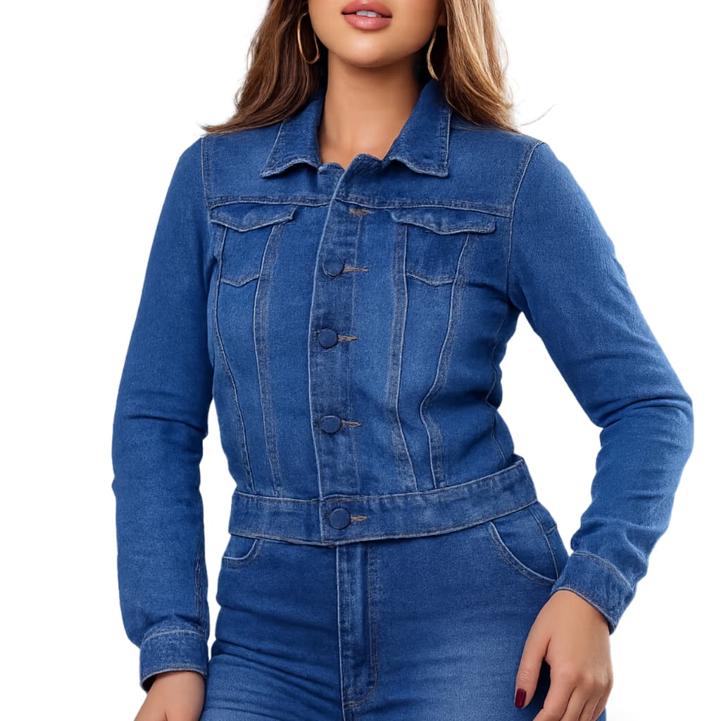 Jaqueta Jeans Feminina no 100% Confortavel Premiun Blogueira lavagem clara lavagem escura Fashion Jaqueta Jeans Feminina