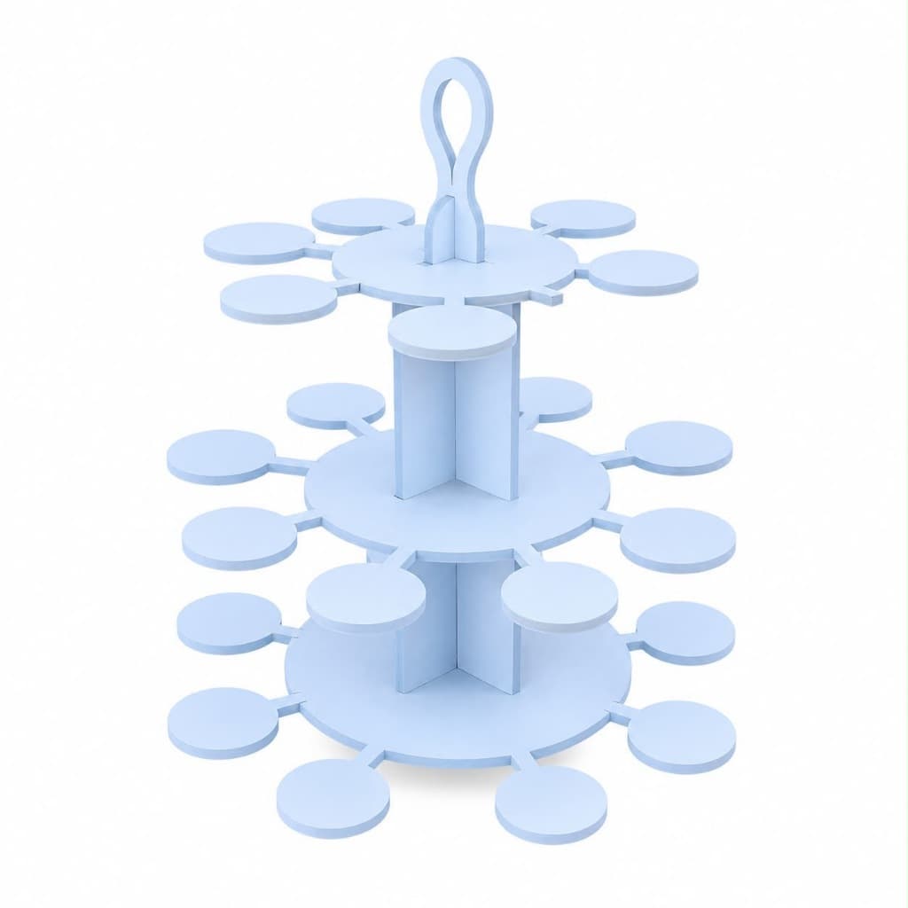 Porta Doces MDF Azul 3 Andares Suporte De Mesa Para Cupcake E Festa De Aniversario Decoração De Mesa