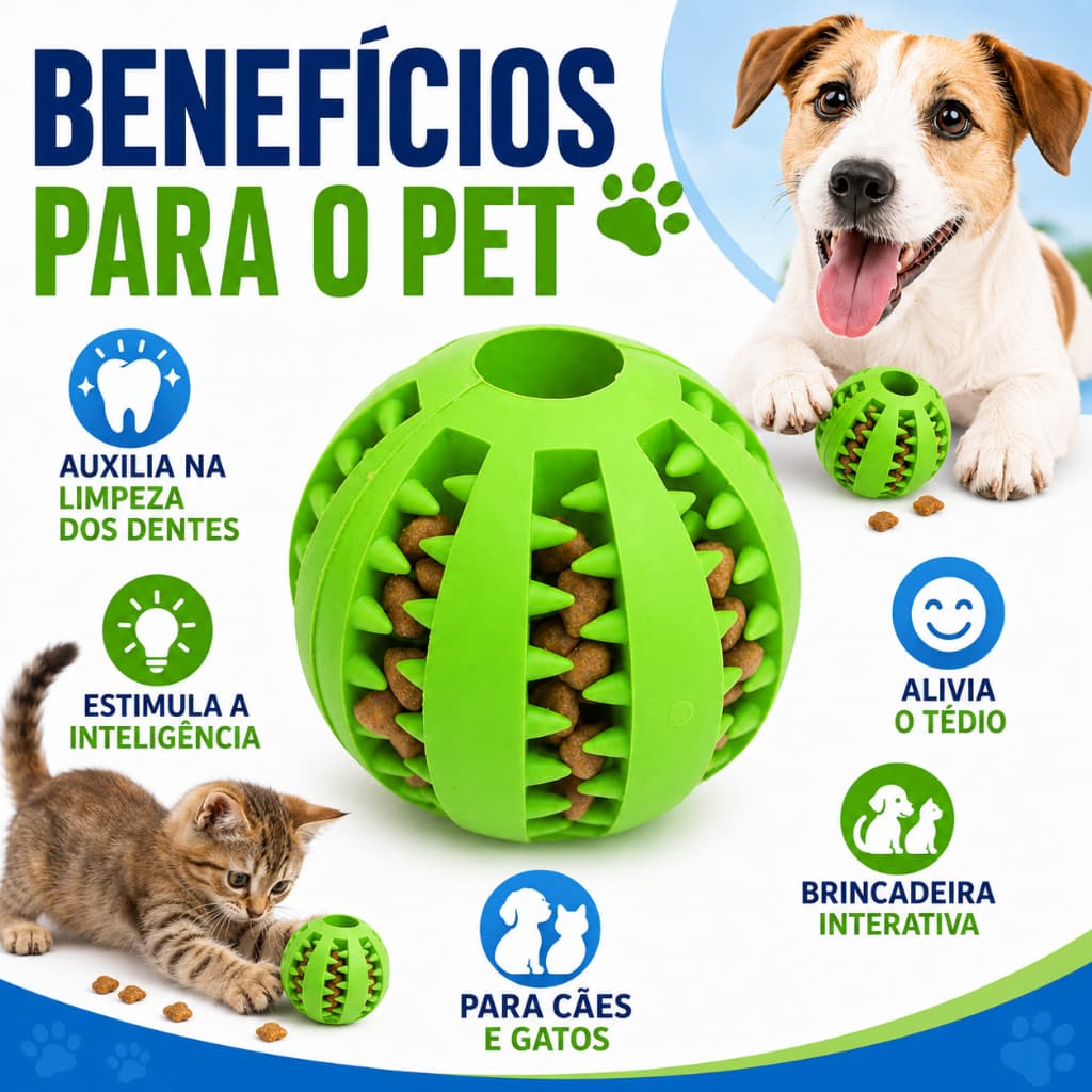 Bolinhas Multifuncional para Cachorro e gato Escova Mordedor Porta Petisco Pet Ball