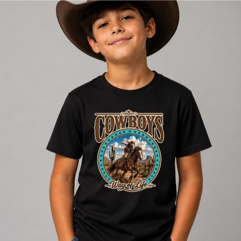 Camiseta Roupa Infantil Juvenil Menino Country Cavalo Rodeo Preta 100% Algodão