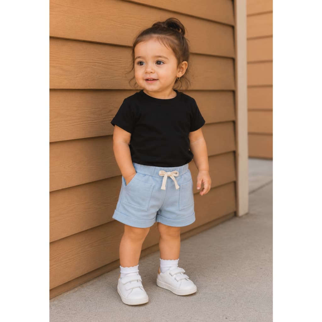 Bermuda de Bebê Menina com Bolso Frontal (1 ano) 100% Algodão