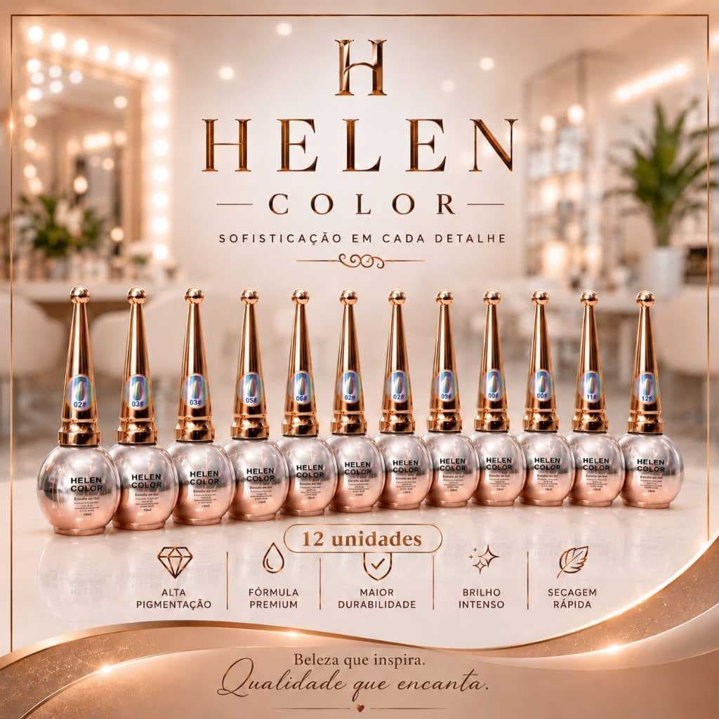 Helen Color Esmalte em Gel Magnético Efeito Olho de Gato Helen Color Brilho Intenso Alta Durabilidade 15 ml