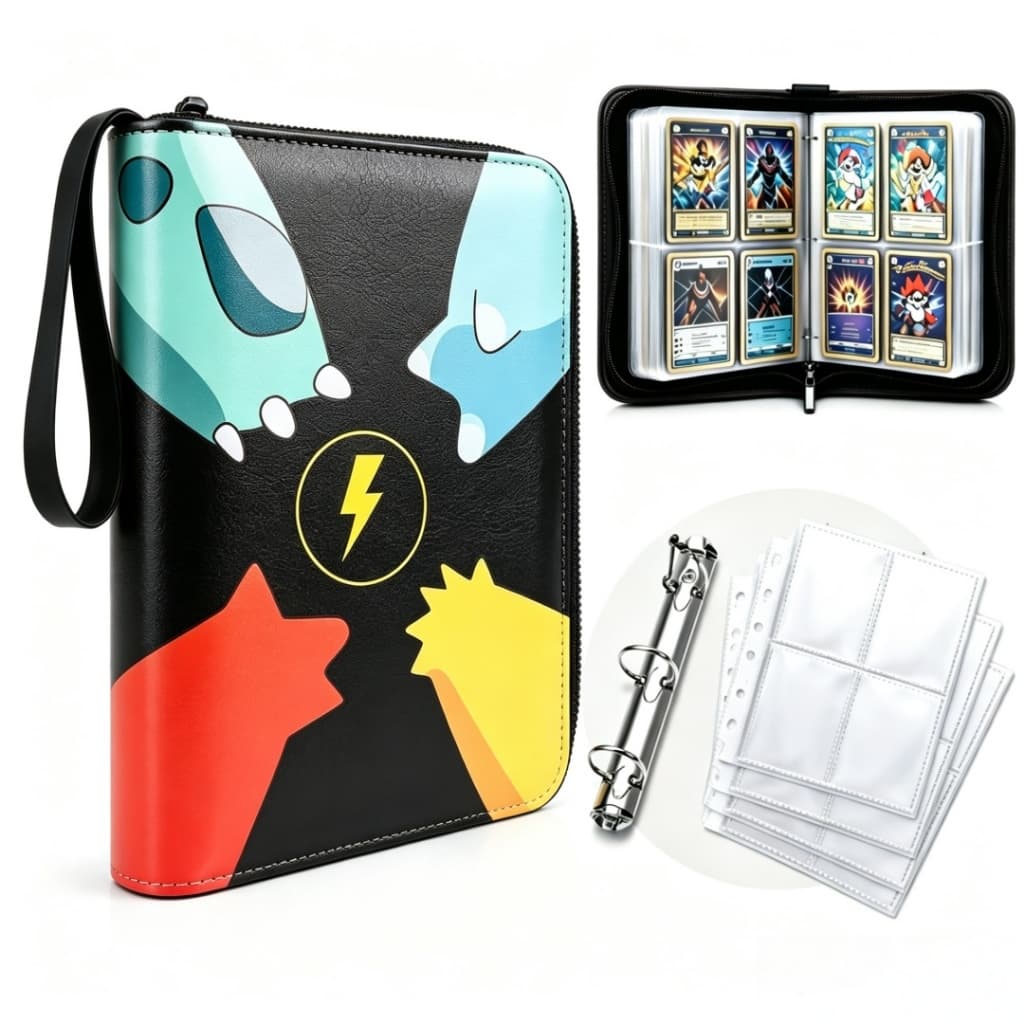 Álbum Fichário Pokémon TCG 400 Cartas Porta Cartas Zíper Organizador Coleção Pronta Entrega