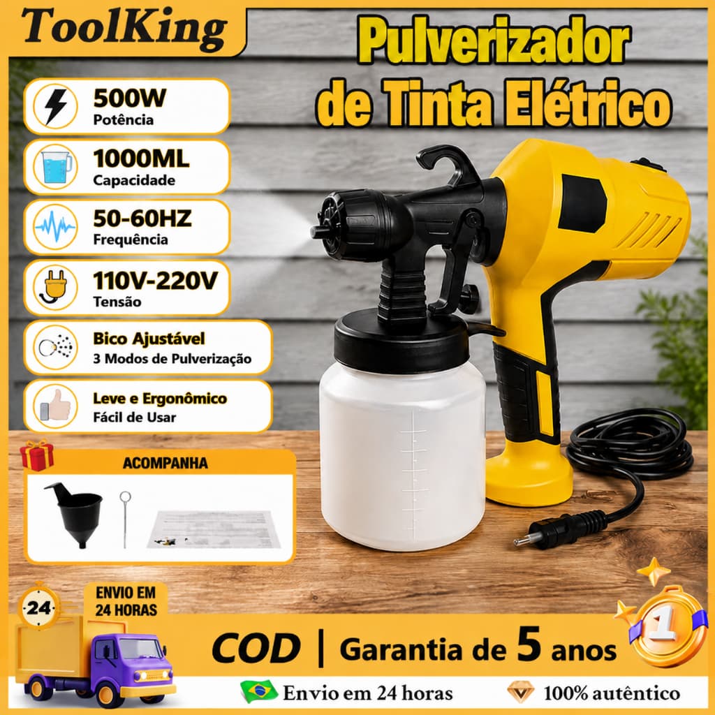 🚚Envio local🚚 500W Pulverizador de Tinta Elétrico 220V/110V Pistola De Pintura Spray Profissional Bico Ajustável Pintar