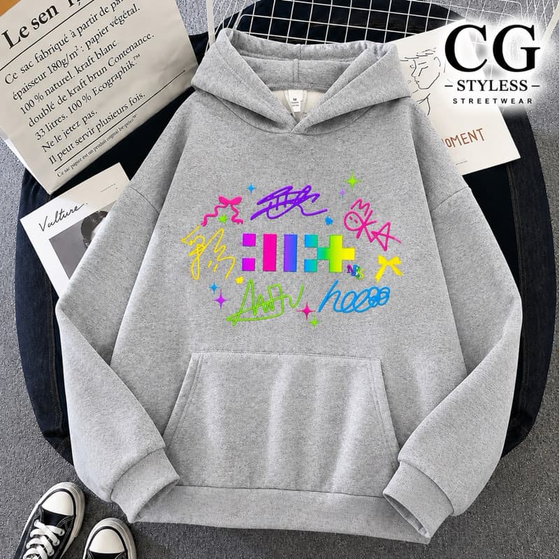 Moletom infantil ILLIT Lightstick K-Pop Canguru com Capuz Unissex Peluciado Blusa de Frio Premium 02 ao 16