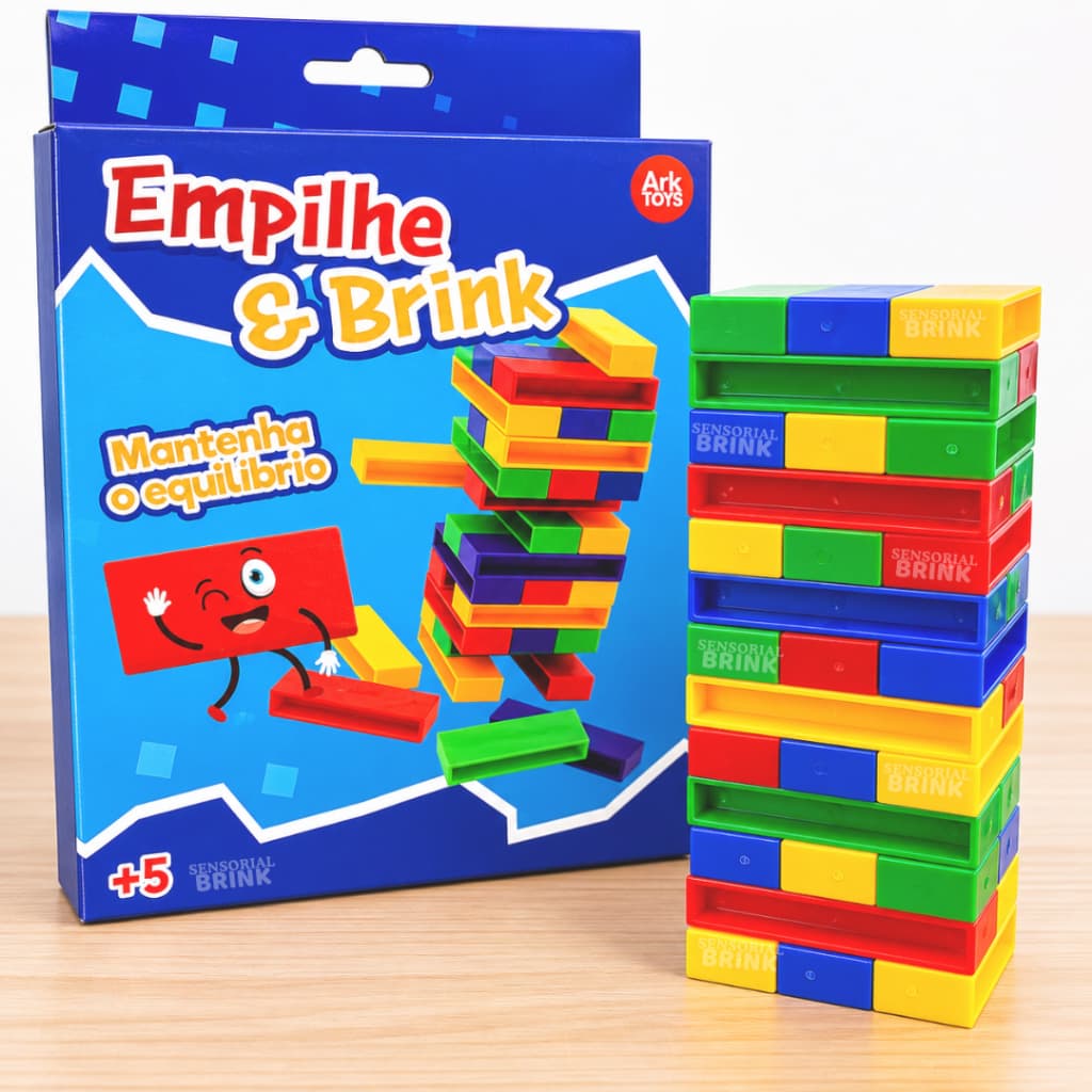 Torre de Equilíbrio - Jogo Empilhe e Brink Educativo - Coordenação Motora Infantil