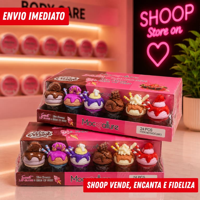 Box Fechado Mocallure Sweet Lip Gloss Sorvetes - 24 Unidades
