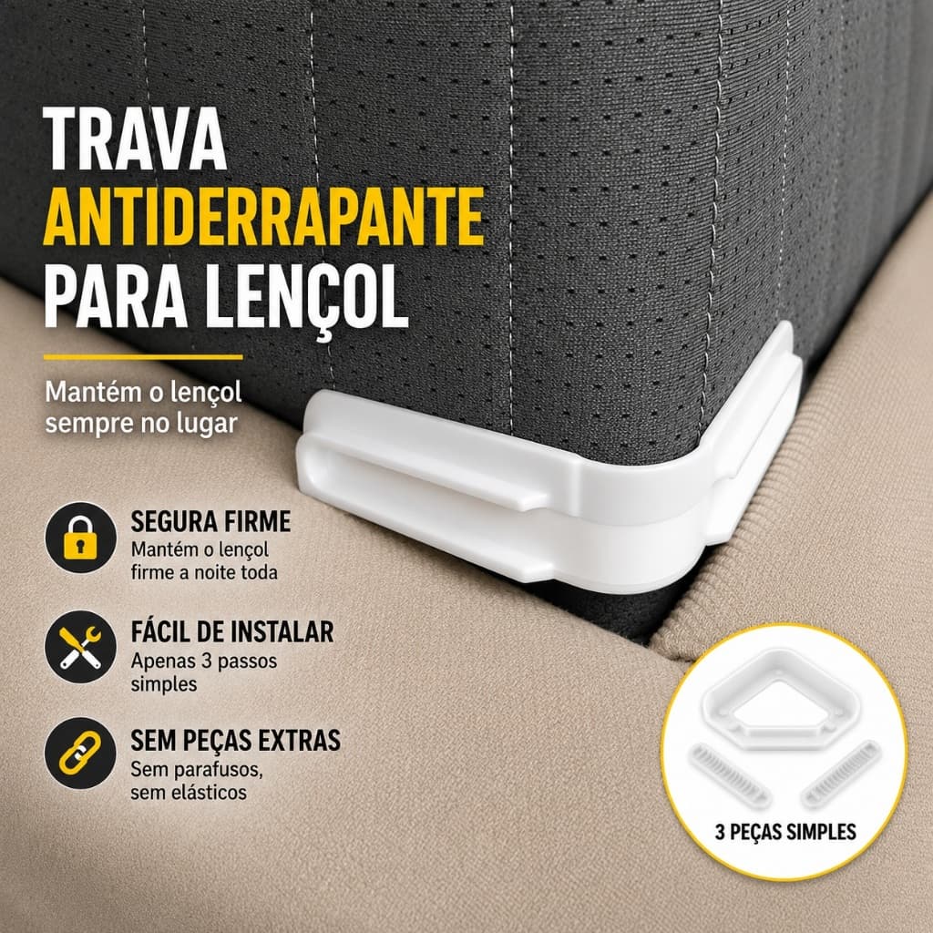 Trava Antiderrapante para Lençol de Cama | Fixador de Lençol