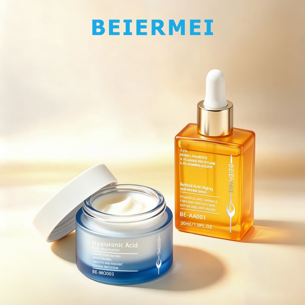 BEIERMEI Kit 2 Sérum Antirrugas com Retinol e Antienvelhecimento Creme hidratante Antirrugas Hidratante Natural
