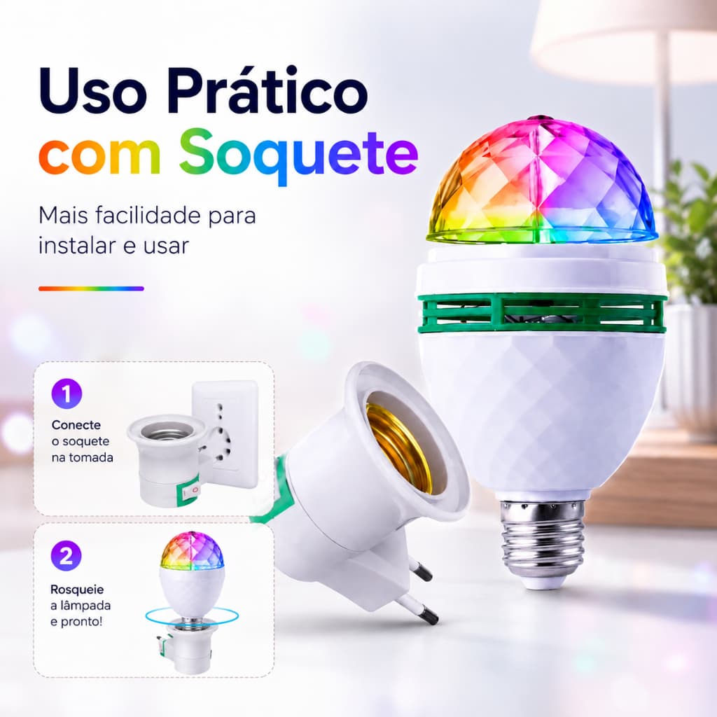 Kit 2 Lâmpadas Globo Led Rgb Giratória Festa Dj