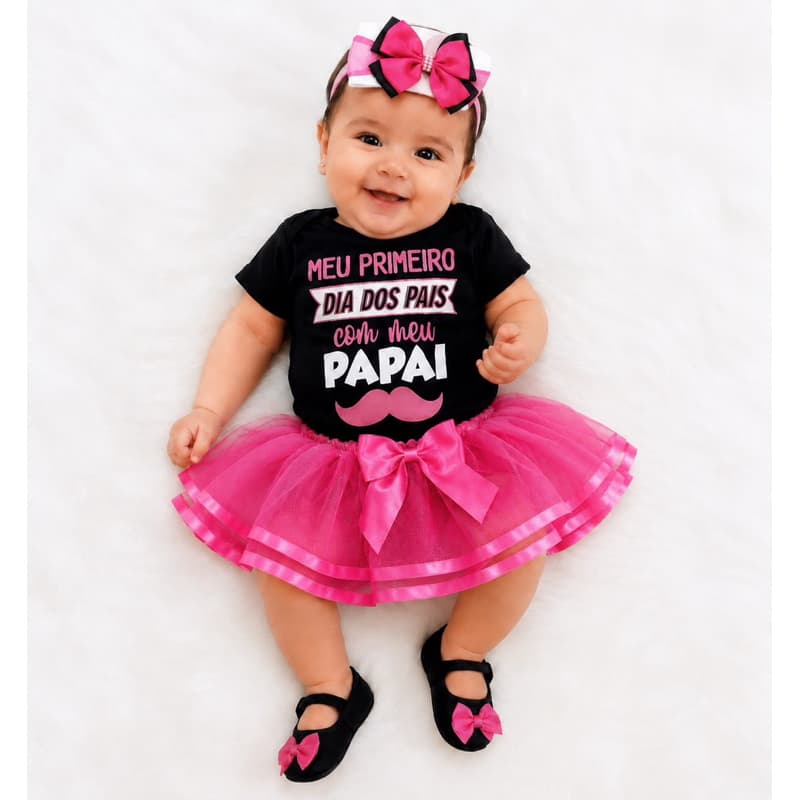 Body Bebê Infantil Menina Papai Mêsversário Temático Dia Dos Pais Super Confortável Linha Premium