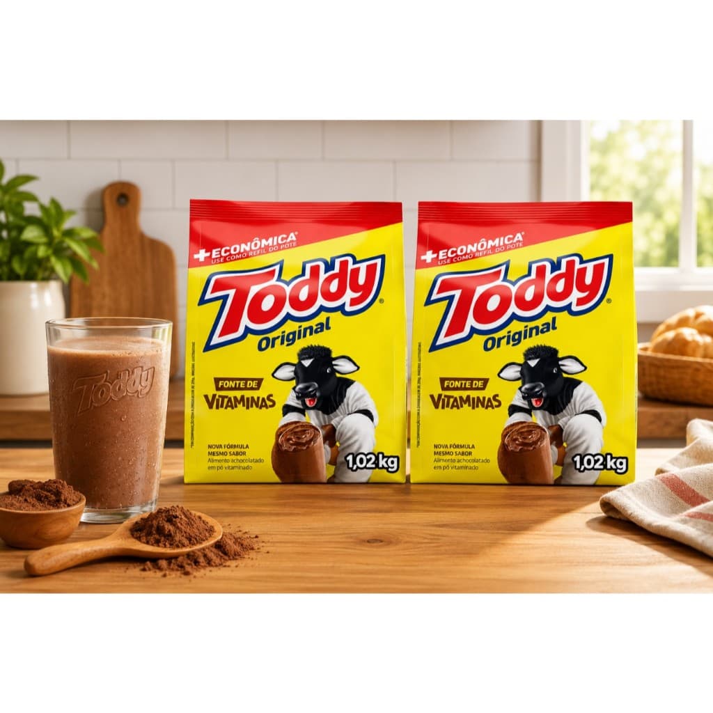 Kit 2KG Acholotado Em Pó Toddy Original Refil Pacote de 1,020Kg Cada