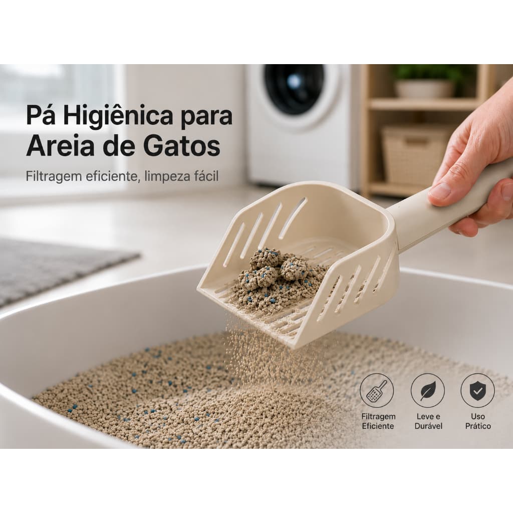 Pá Peneira de Areia Coletora Higiênica Pet Gato Cachorro Lagarto - Caixa de Areia