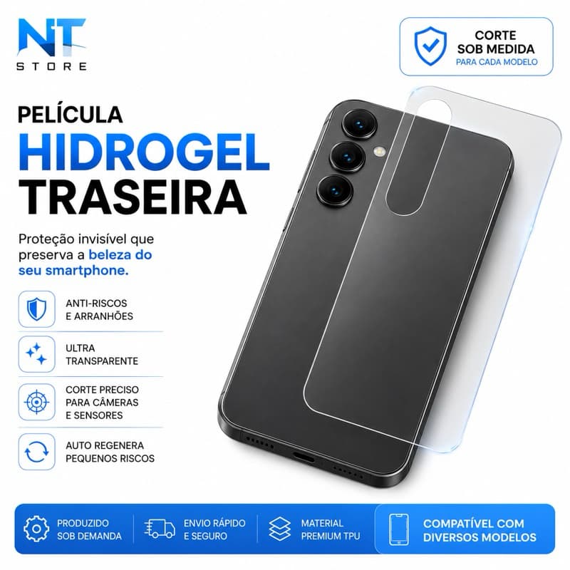 Película Hidrogel HD Para Traseira Proteção Contra Riscos Corte Sob Medida