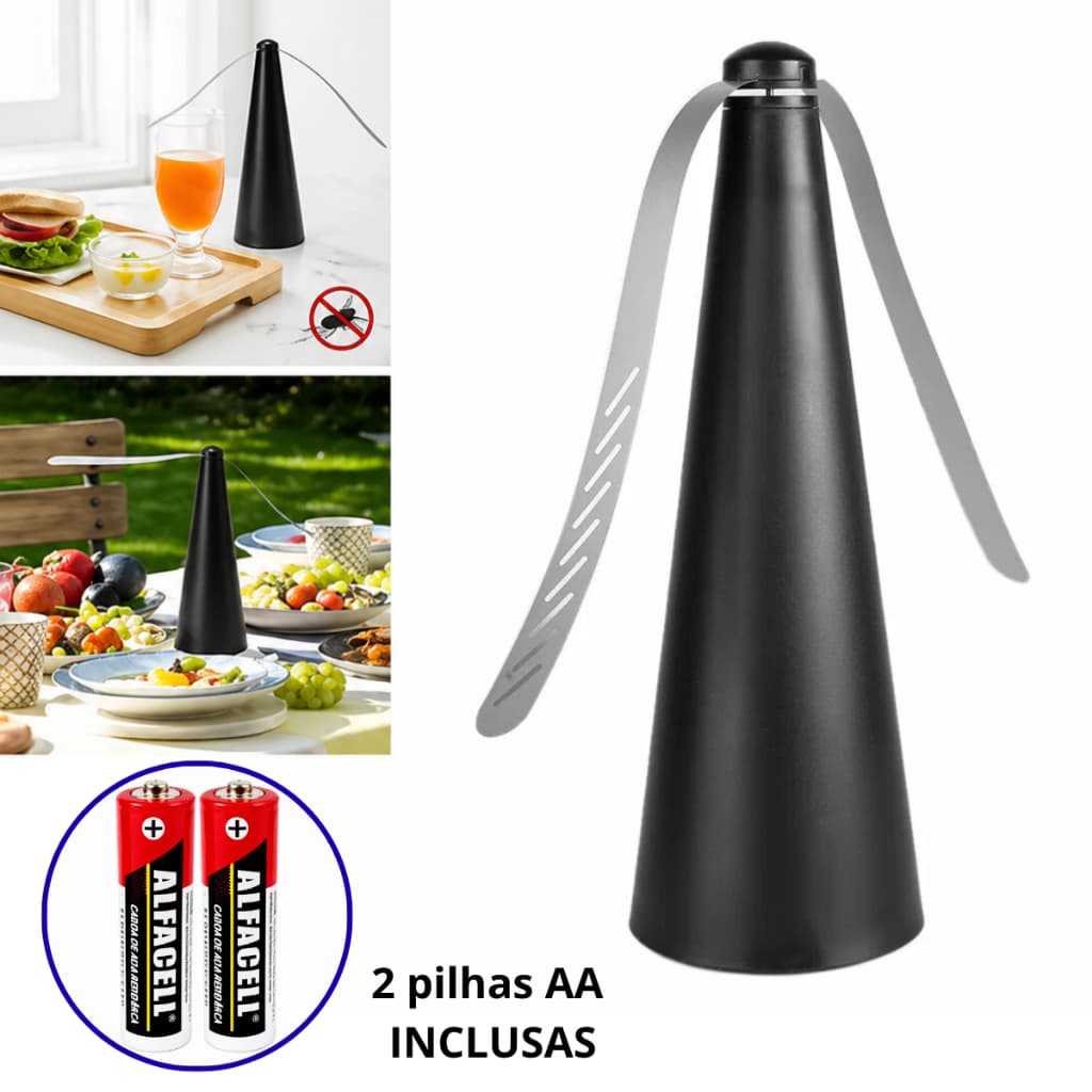 Ventilador Repelente de Mesa Portatil Espanta Mosquito Mosca Armadilha Para Casa Cozinha Restaurante + 2 Pilhas AA