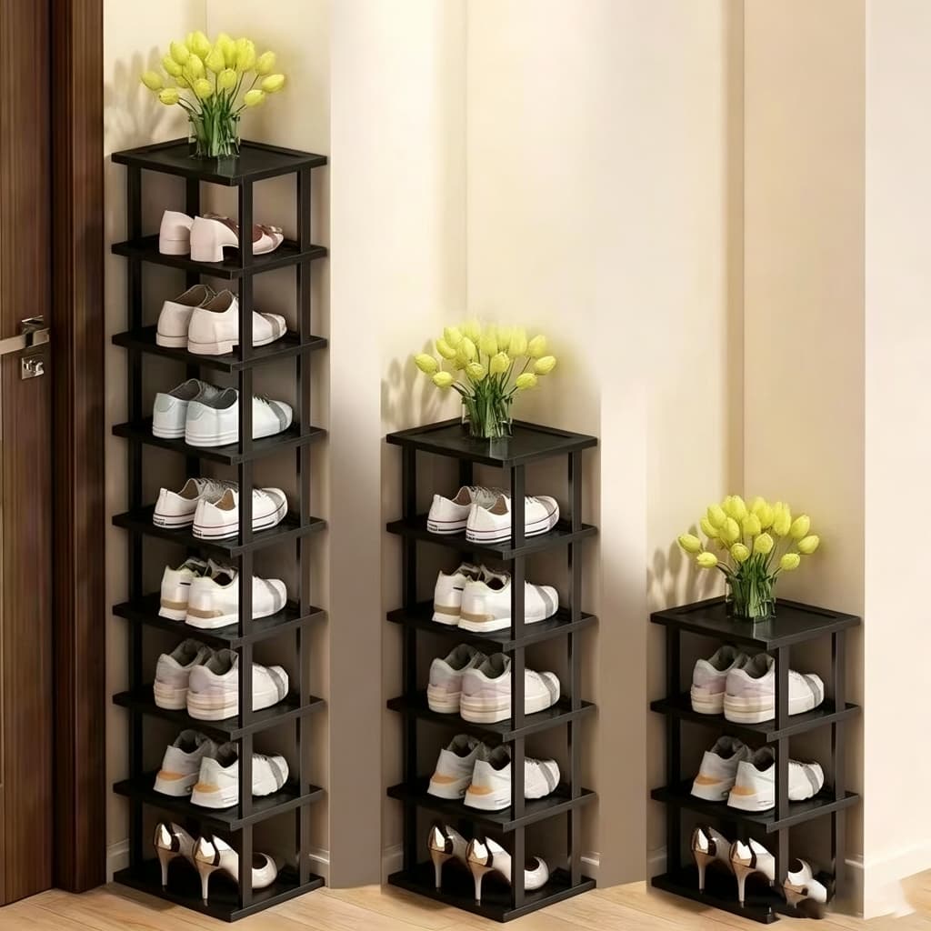 Sapateira Vertical Estreita Multinível em plástico, Organizador de Calçados para Entrada e Canto do Quarto