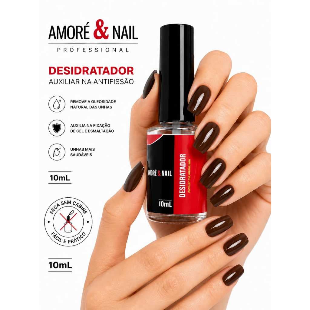 Desidratador Unhas Em Gel Alongamento Unhas Oleosas AMORÉ&NAIL10ml Lançamento