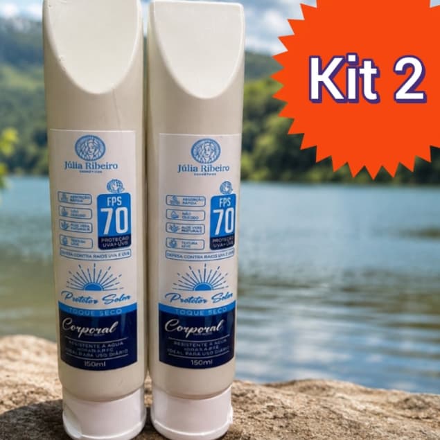 Protetor Solar Corporal FPS 70 150ML KIT2 Proteção UVA e UVB de alta performance para o corpo