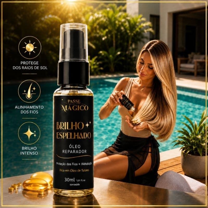 Protetor solar dos fios. Óleo Reparador de Pontas com Tutano Anti-Frizz Brilho Intenso Nutrição Capilar,  passe magico