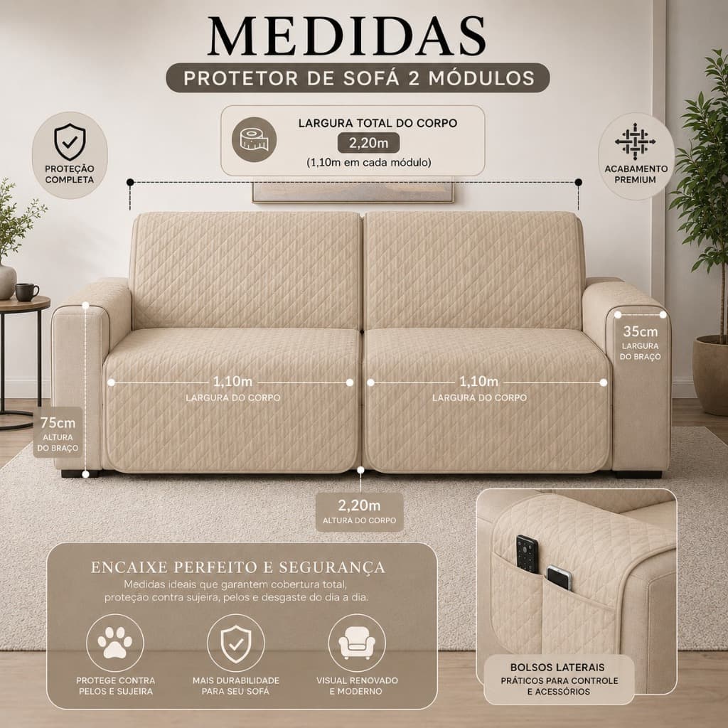 Protetor de Sofá Retrátil Matelado 2,20x2,20 Capa Premium Resistente Promoção