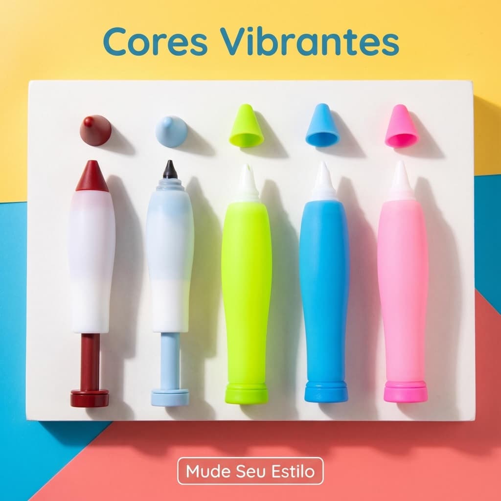 Caneta Culinária Silicone Multiuso Decorador de Doces Mini Auxiliar de Confeitaria