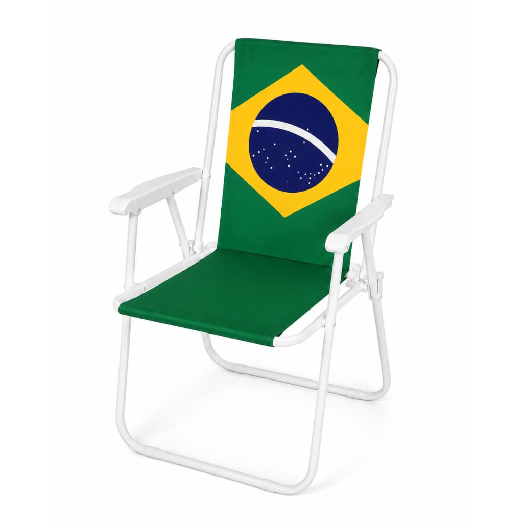 Cadeira De Praia Aço Brasil 110Kg Resistente Reforçada Camping Piscina Varanda Pesca Umbrella