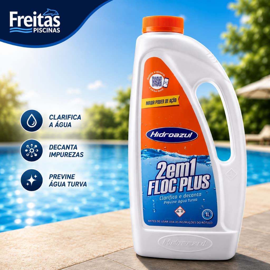 Hidroazul 2 em 1 Floc Plus 1L | Clarificante e Decantador para Piscinas
