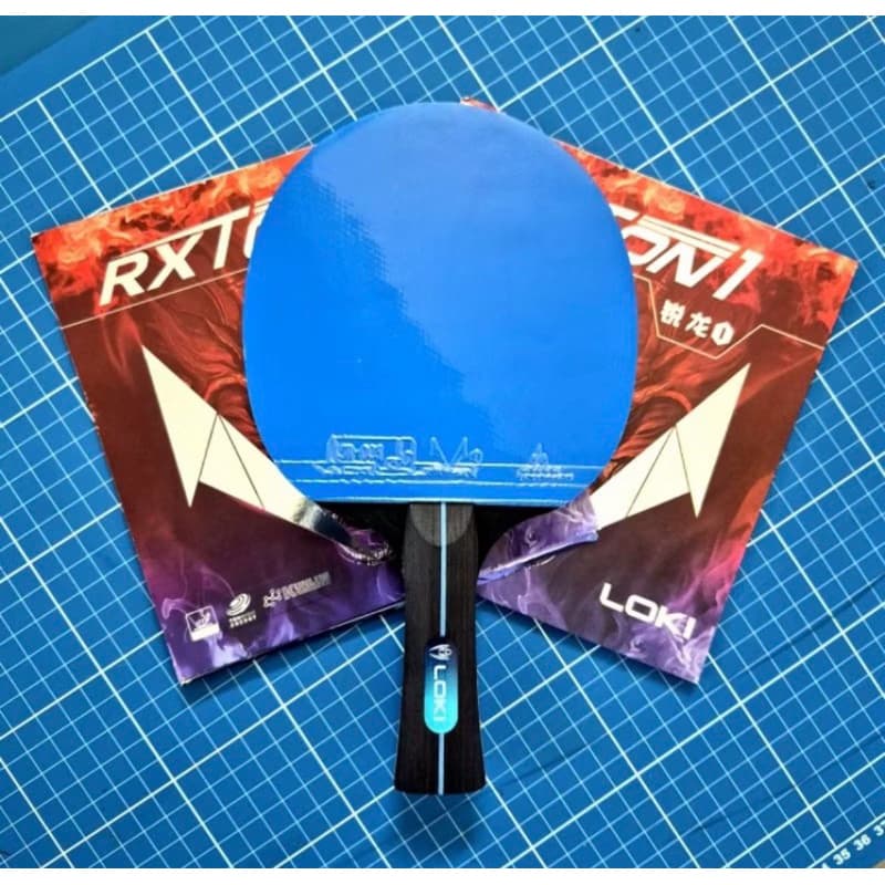 Raquete Cabo Longo Tenis de Mesa / Ping Pong LOKI Aprovada ITTF Azul
