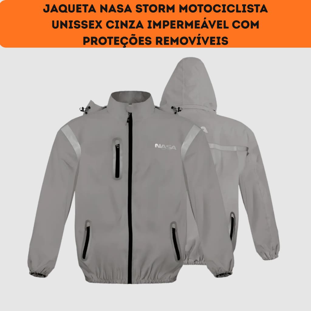 Jaqueta Motociclista Corta Vento Impermeável Cinza Unissex