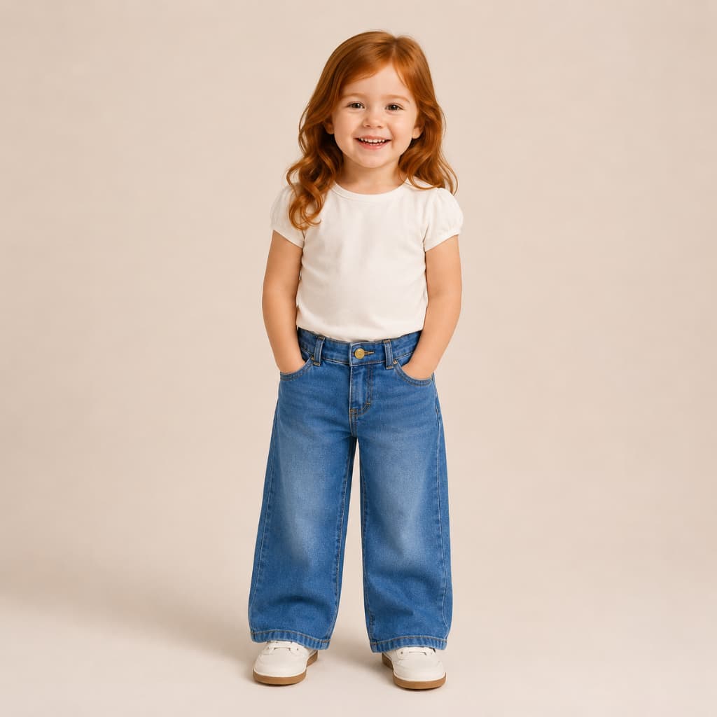 CALÇA LORDAN JEANS PREMIUM INFANTIL DE BEBÊ MENINA RETA CLARA 01 AO 03 COM MUITO ESTILO