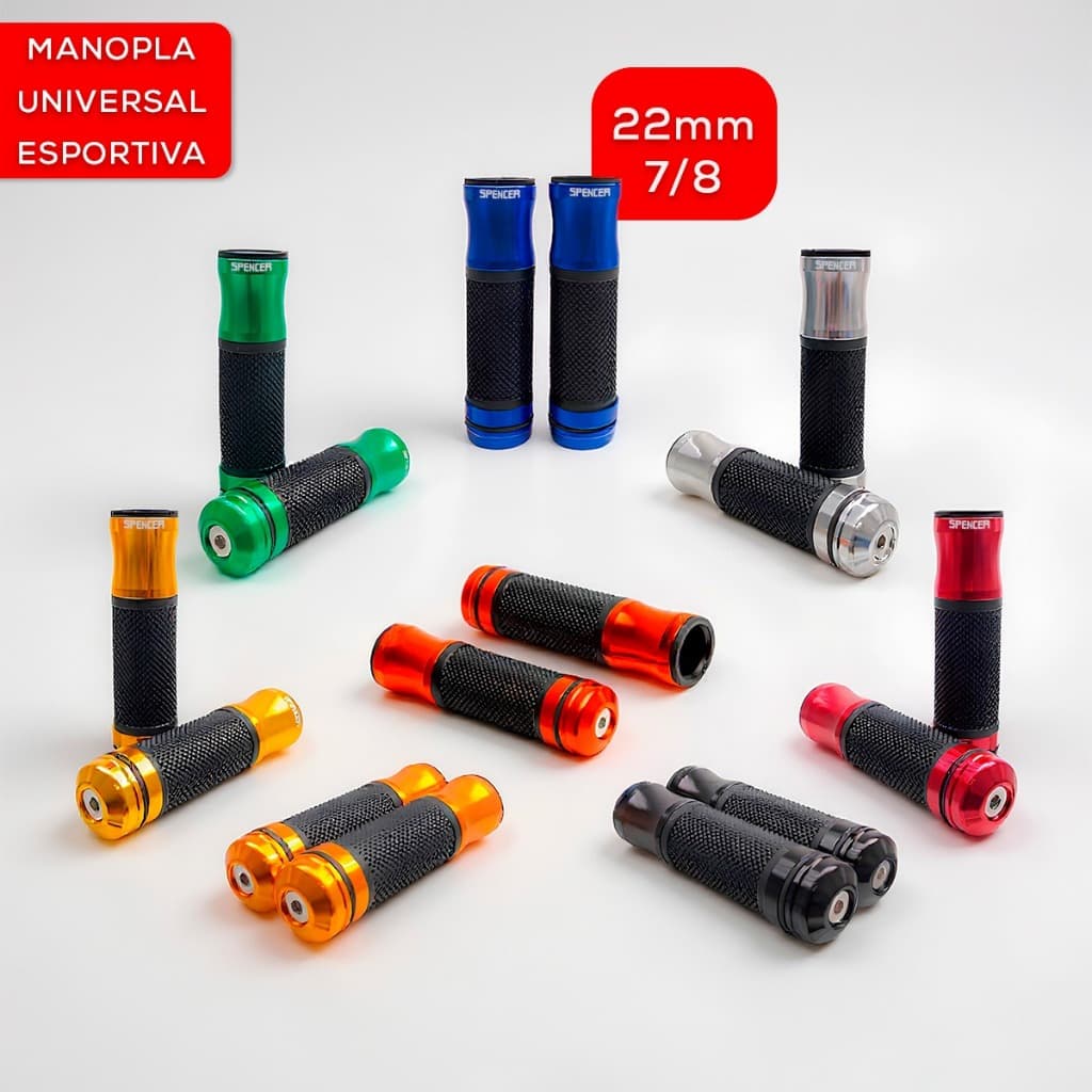 Manopla Luvinha Moto Esportiva Universal Alumínio Borracha Antiderrapante Preta Vermelho Dourada Par