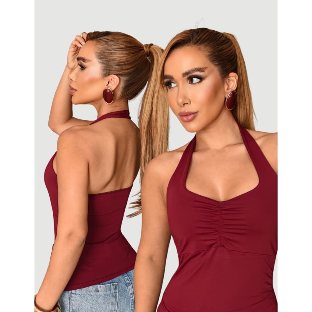 Blusa Regata Feminina Poliamida Halter Decote Frente Unica