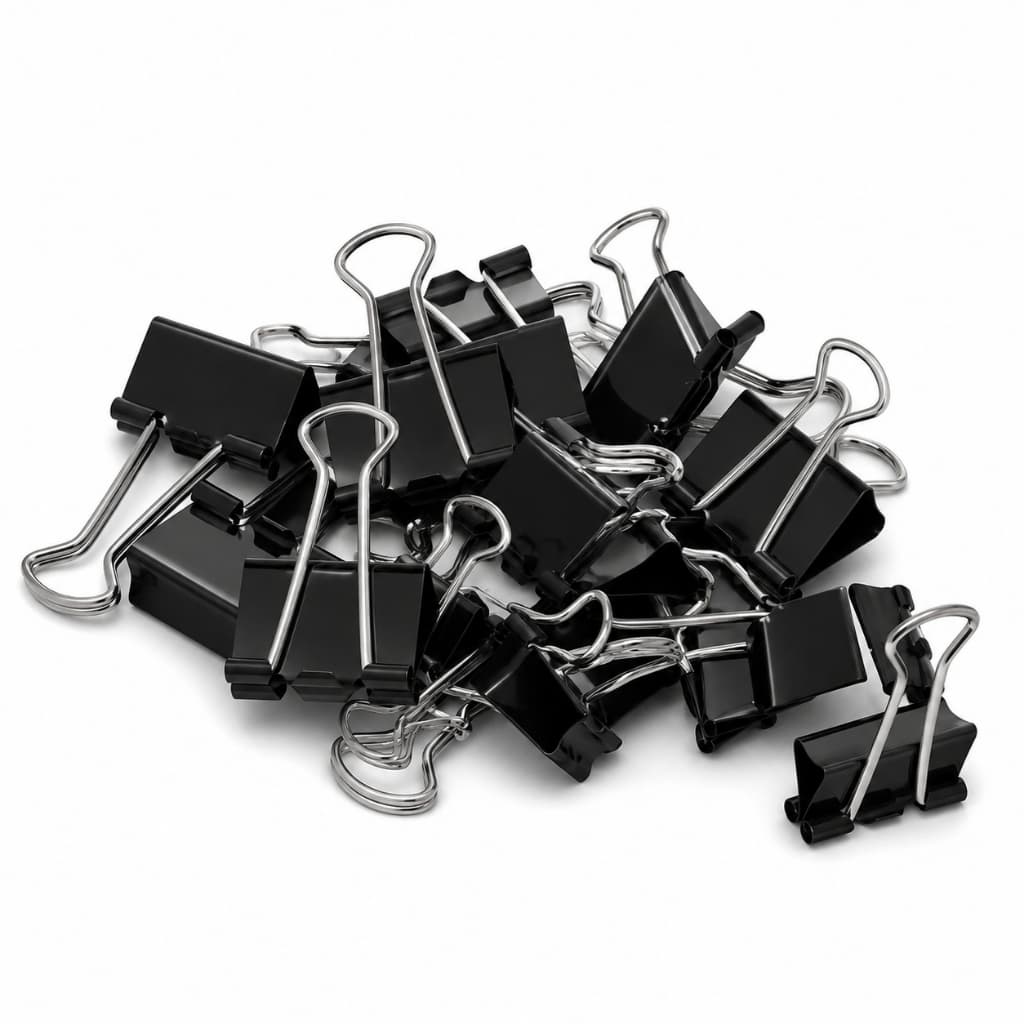 Kit 120 Prendedor Grampo Clips de Papel Metal Preto Para Organização de Documentos Escritório e Escola