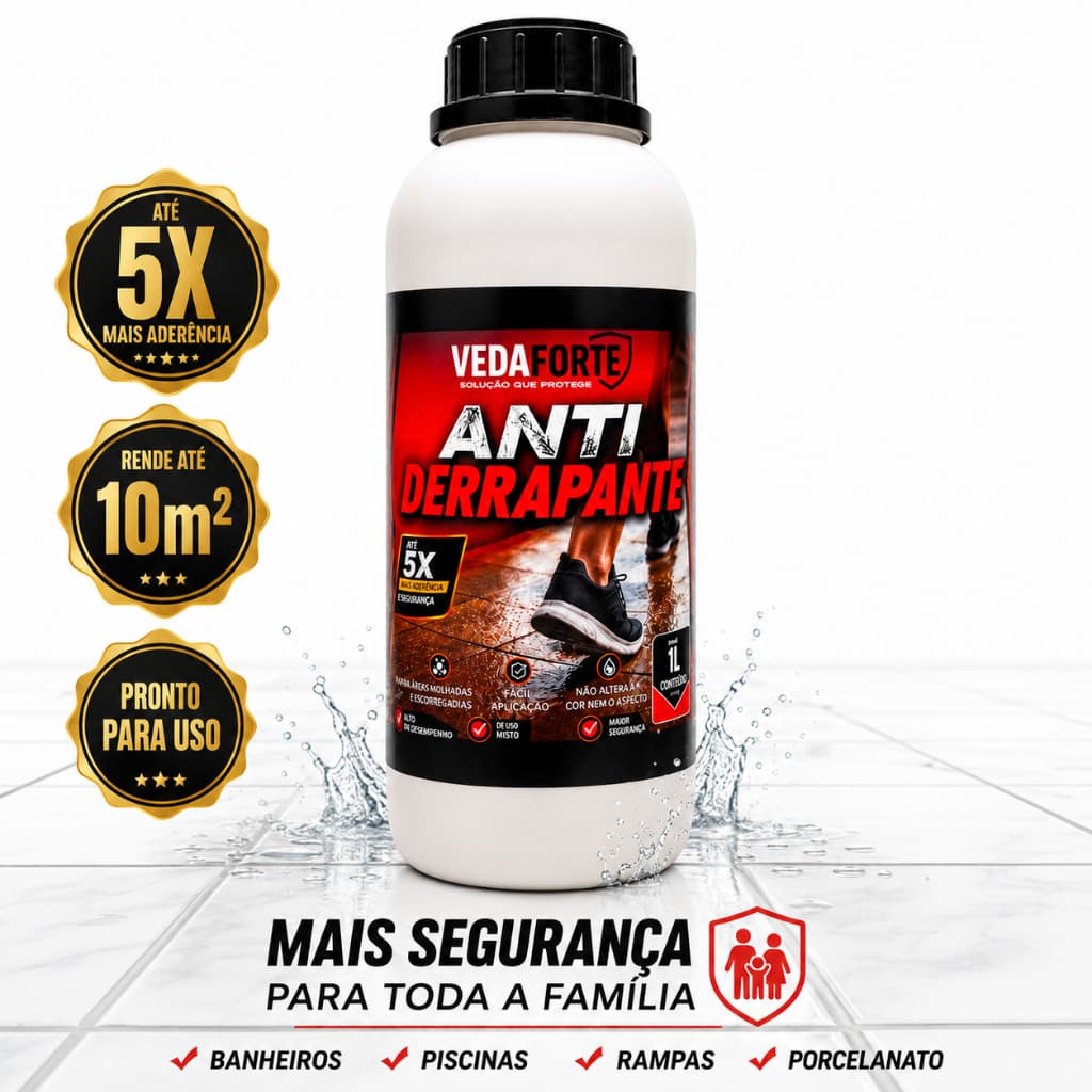 Antiderrapante  Piso Veda Forte 1L Porcelanato Cerâmica Mármore Granito Evita Escorregões Segurança